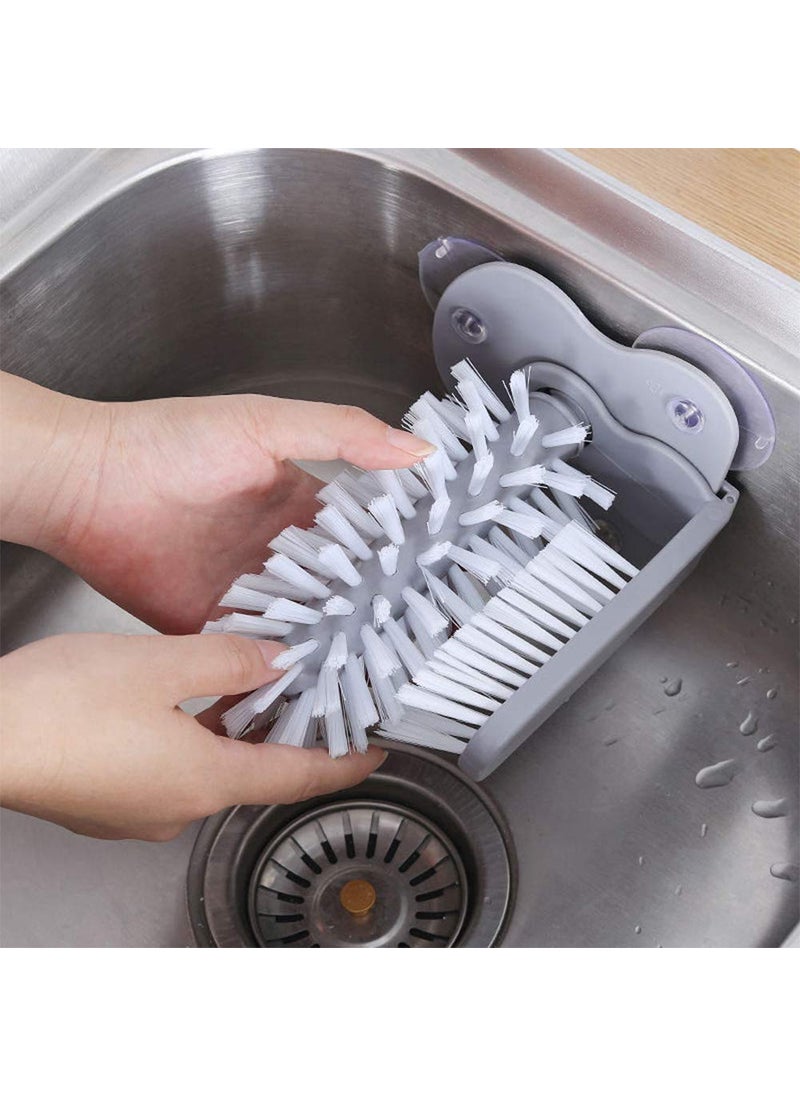 KPS KPS Glass Washer Brush Standing Glass Washer Double Sided Bristle Brush Scrub with Suction Base Self Stand Scrubber Kitchen Bottle Cleaner Multicolor Set of 1  - Image 4