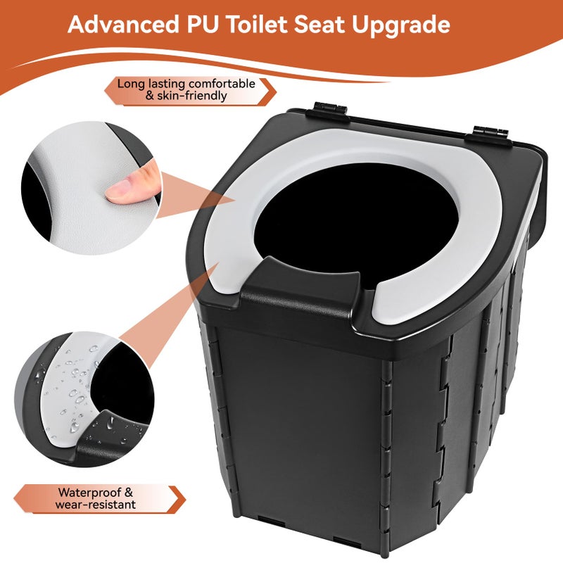 Opliy Portable Camping Toilet Upgraded Soft Camp Toilet Seat with Paper Holder- Travel Potty Perfect for Emergency Preparedness, Backcountry, Car, Boat, Road Trips. (BLACK) - Image 2