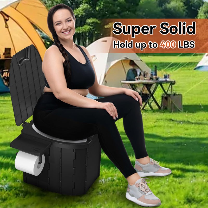 Opliy Portable Camping Toilet Upgraded Soft Camp Toilet Seat with Paper Holder- Travel Potty Perfect for Emergency Preparedness, Backcountry, Car, Boat, Road Trips. (BLACK) - Image 4
