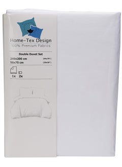 Home-Tex Design 3-Pieces Hometex Design King Size Duvet Cover Set - Optical White - KING (Duvet Cover 240x200 cm + 2 Pillow Cover 50x75 cm)  - Image 1