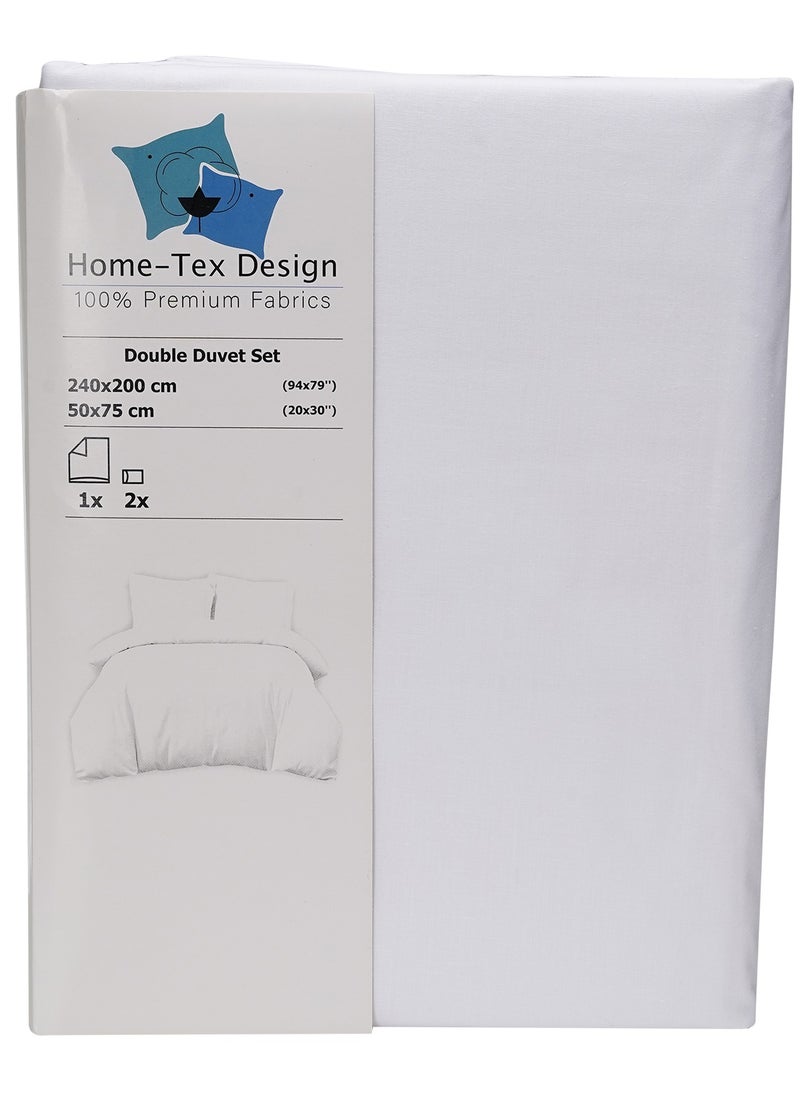 Home-Tex Design 3-Pieces Hometex Design King Size Duvet Cover Set - Optical White - KING (Duvet Cover 240x200 cm + 2 Pillow Cover 50x75 cm)  - Image 1