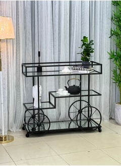 alimforyou Serving trolley black transparent glass stand  - Image 1