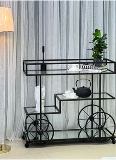 alimforyou Serving trolley black transparent glass stand  - Image 2