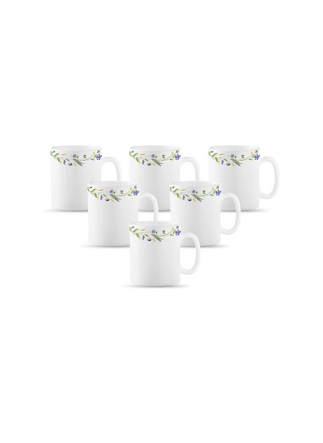 La Opala La Opala Diva, Opal Glass Coffee Mug Set Cylinder Regular 6 pcs, Morning Glory, White, Standard  - Image 1