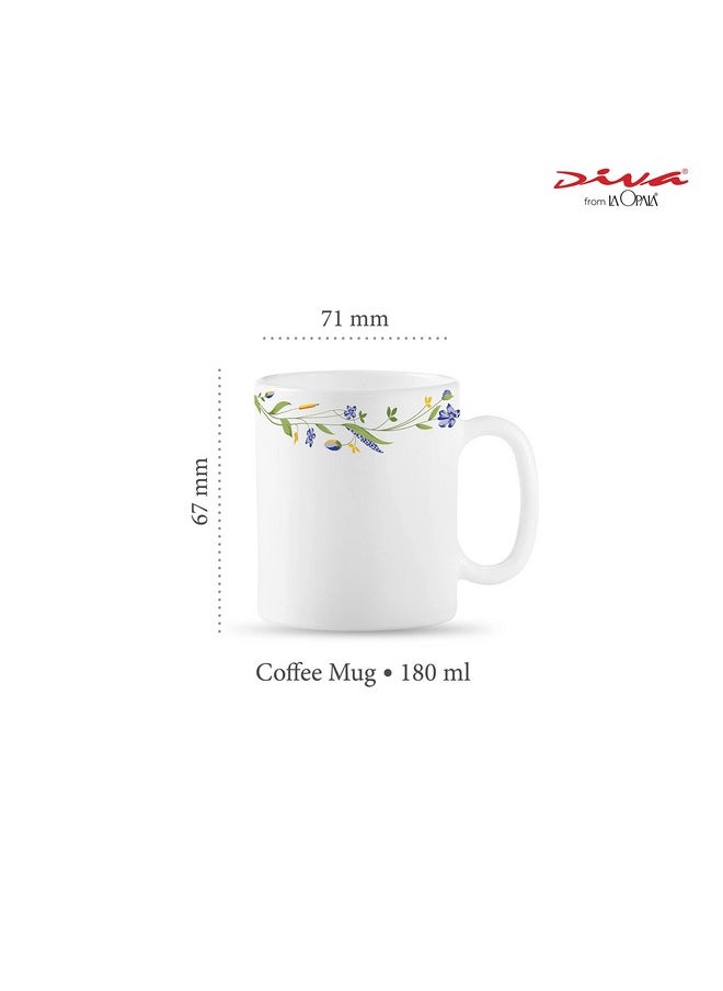La Opala La Opala Diva, Opal Glass Coffee Mug Set Cylinder Regular 6 pcs, Morning Glory, White, Standard  - Image 2