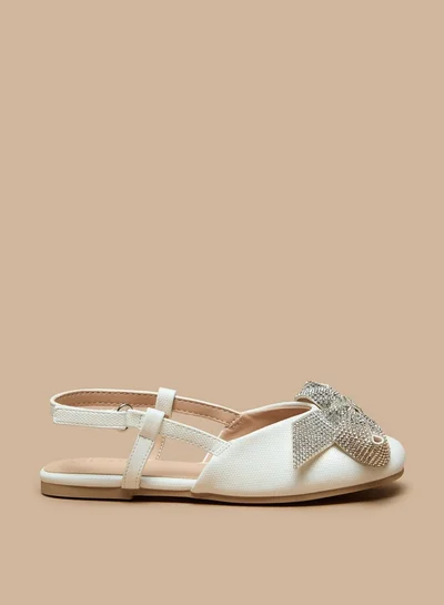 سيليست Girls' Bow Accent Round Toe Ballerina Shoes with Hook and Loop Closure