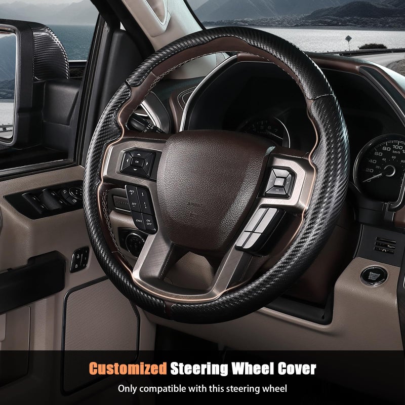 Aimato Steering Wheel Cover for Ford F150 2015-2020/F250 2017-2021/F350 2017-2021/F450 2017-2021/F550 2017-2021/Ford Expedition 2018-2021 Custom-fit Car Steering Wheel Cover for Ford Steering Wheel Protector - Image 2