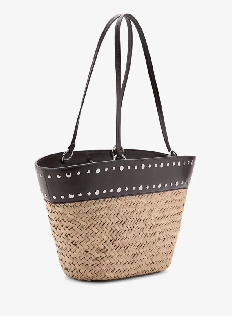 مانجو Natural fibre basket with studs