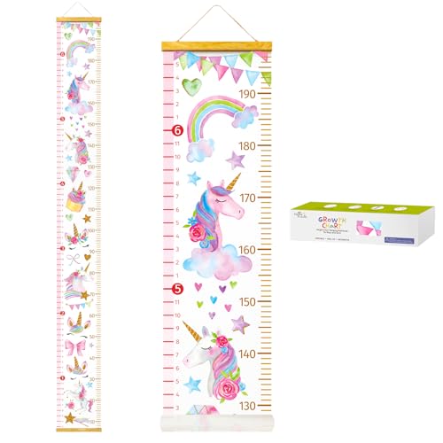 HomeEvolution Kids Growth Chart Height Measuring Chart, Unicorn Canvas Wall Hanging Rulers for Baby Children Girls Bedroom Decor - Image 1
