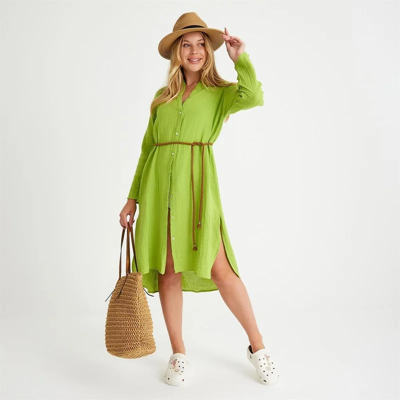 ميسبيغا Belted Button-Up Dress