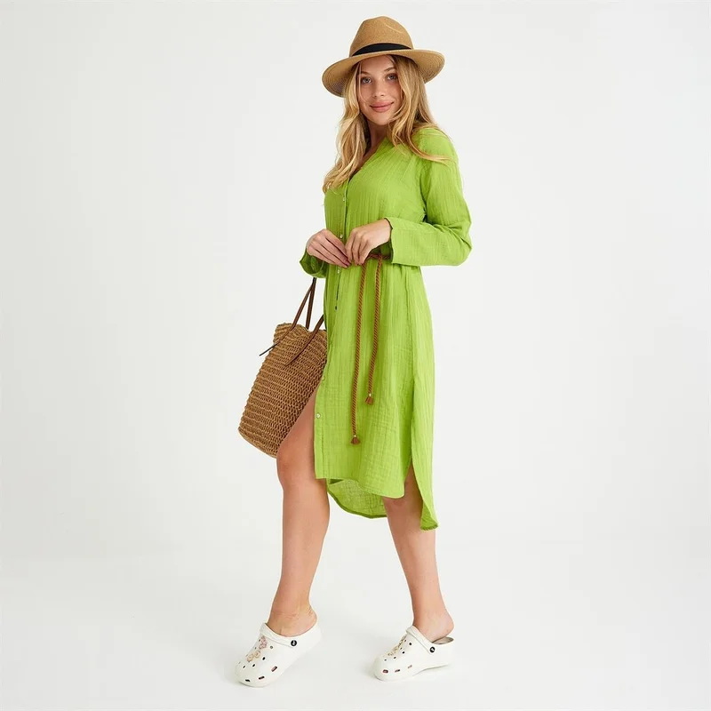 ميسبيغا Belted Button-Up Dress