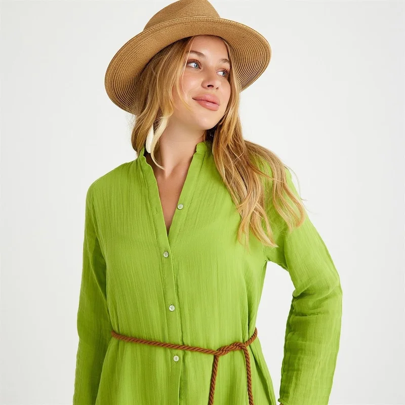 ميسبيغا Belted Button-Up Dress