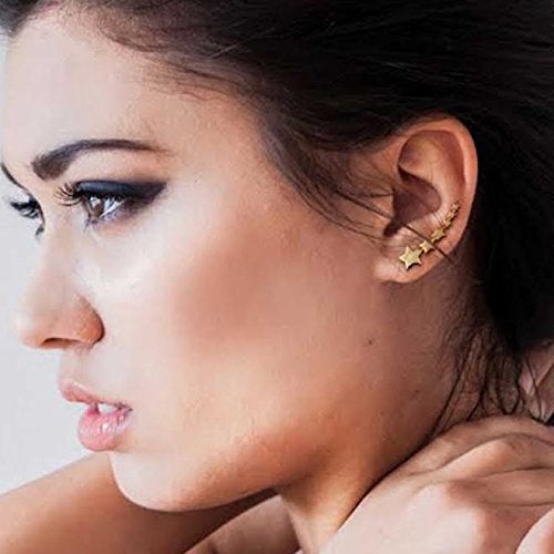 BLING JEWELRY USA Patriotic Celestial Shooting Star Ear Pin Climbers Earrings For Teen Women Wrap Crawlers .925 Sterling Silver - Image 5