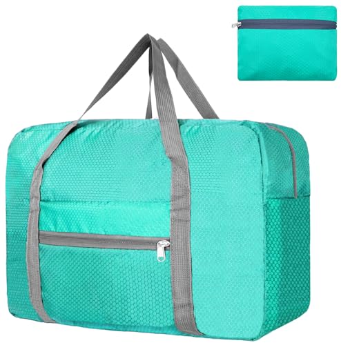 Beurlike For Spirit Airlines Personal Item Bag 18x14x8 Foldable Carry on Bags for Airplanes Travel Duffel Bags for Women and MenMintGreen With Shoulder Strap - Image 1