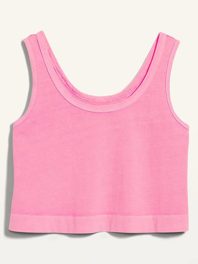 Aoysky Womens Cotton Crop Tops Casual Loose Tank Top Sleeveless Basic Cropped Athletic Yoga Workout Shirt Pink - Image 4