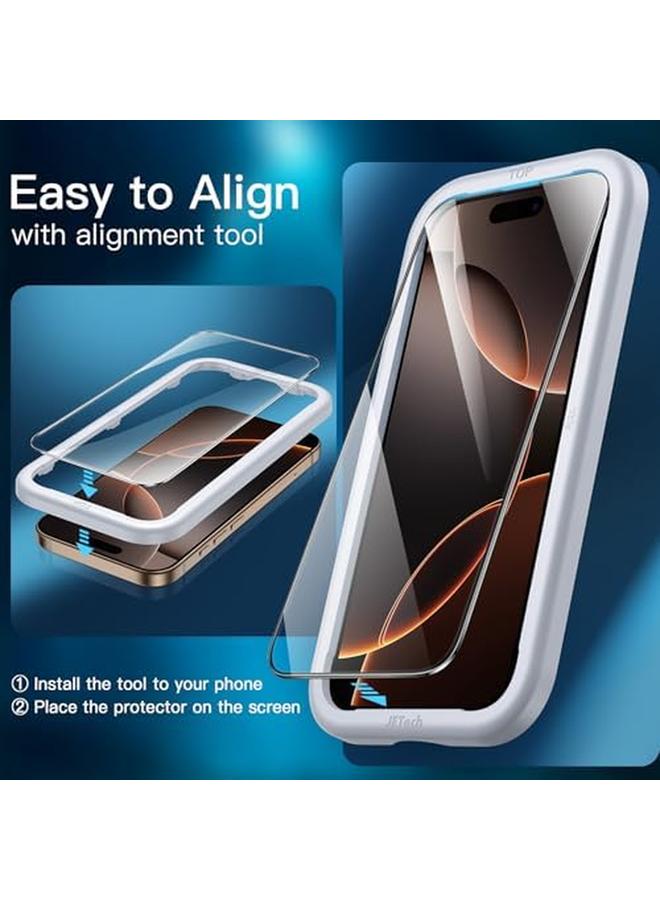 Jetech Full Coverage Screen Protector For Iphone 16 Pro Max 6.9 Inch Black Edge Tempered Glass Film With Easy Installation Tool Case Friendly Hd Clear 3 Pack - Image 4
