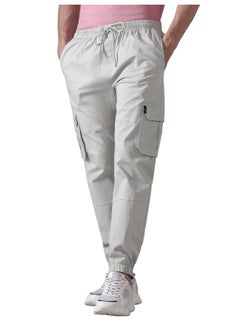 Pale Grey Heavy Gauge Cargo Joggers