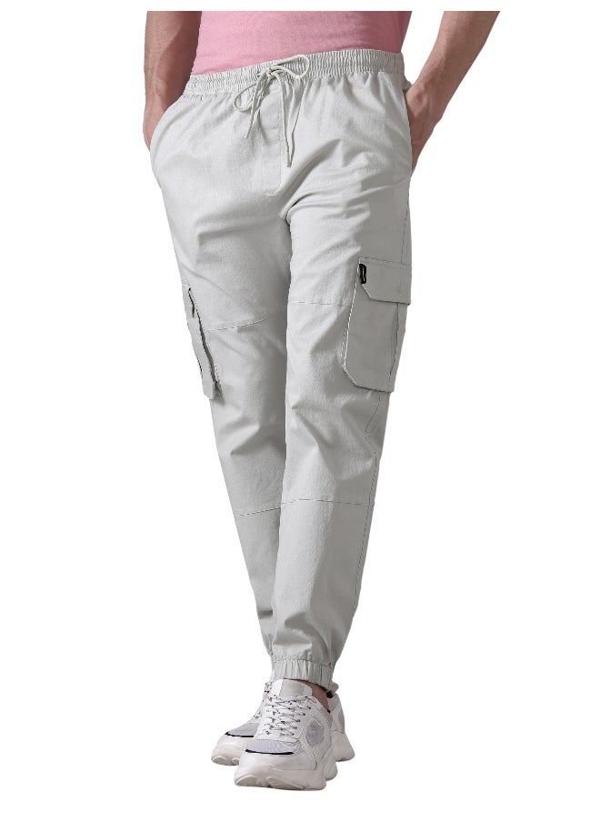 Beyoung - Pale Grey Heavy Gauge Cargo Joggers - Image 1
