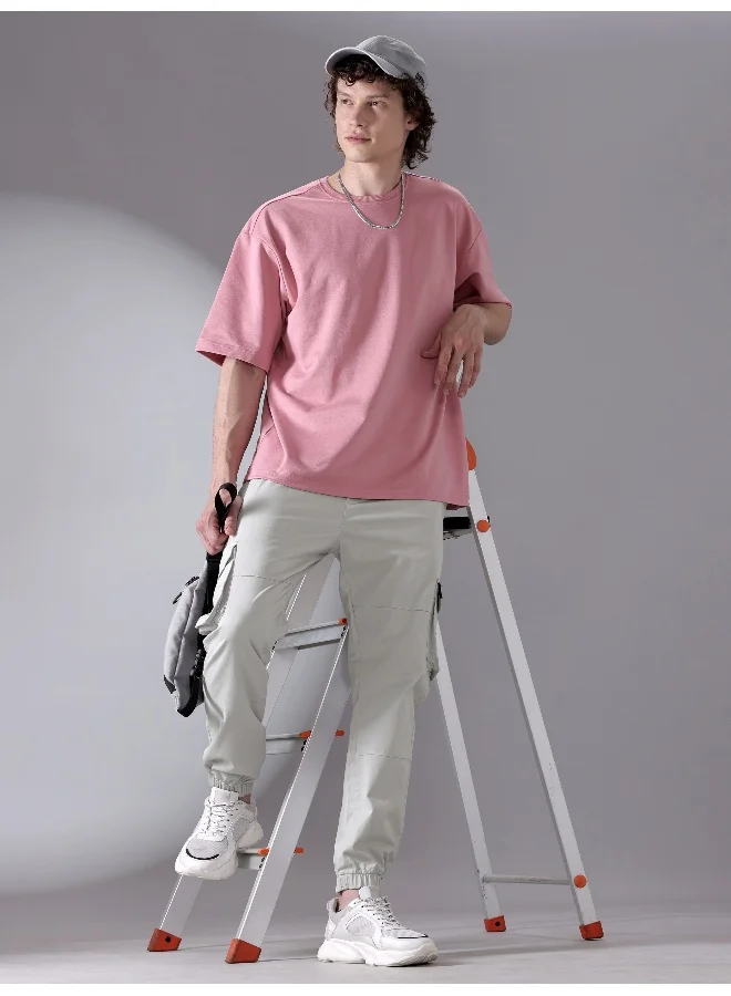 Beyoung Pale Grey Heavy Gauge Cargo Joggers