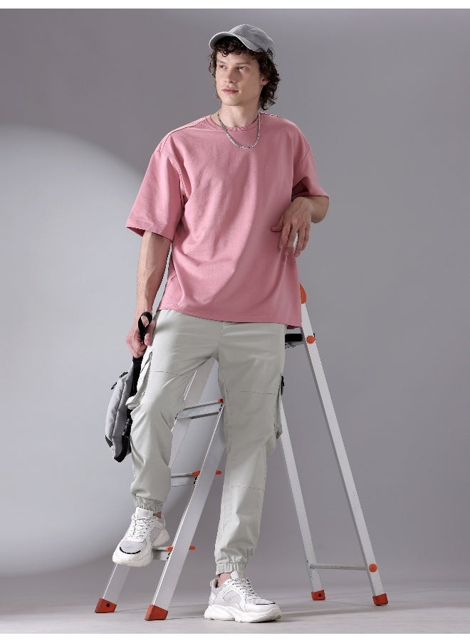 Beyoung - Pale Grey Heavy Gauge Cargo Joggers - Image 1