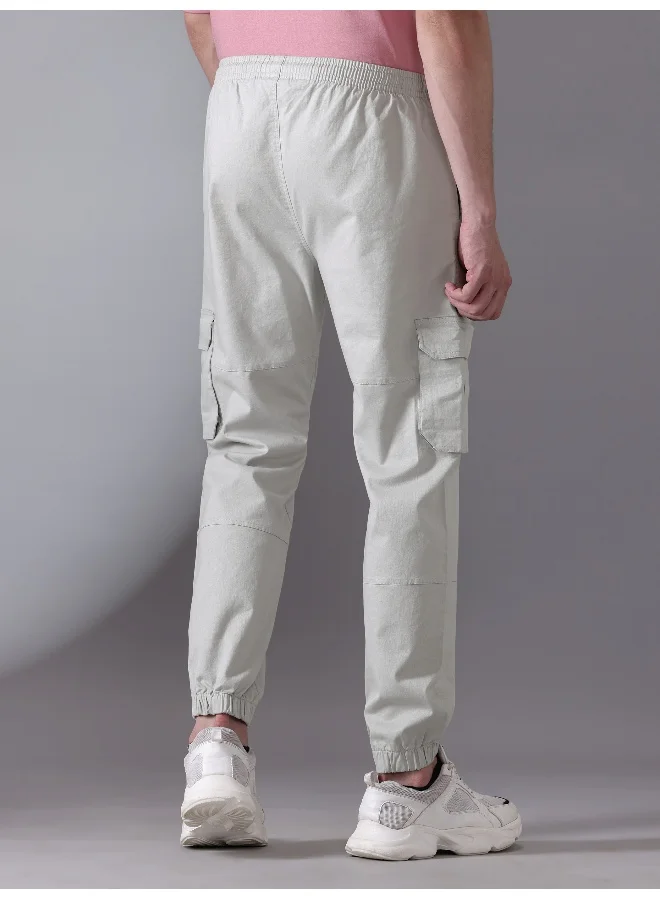 Beyoung Pale Grey Heavy Gauge Cargo Joggers