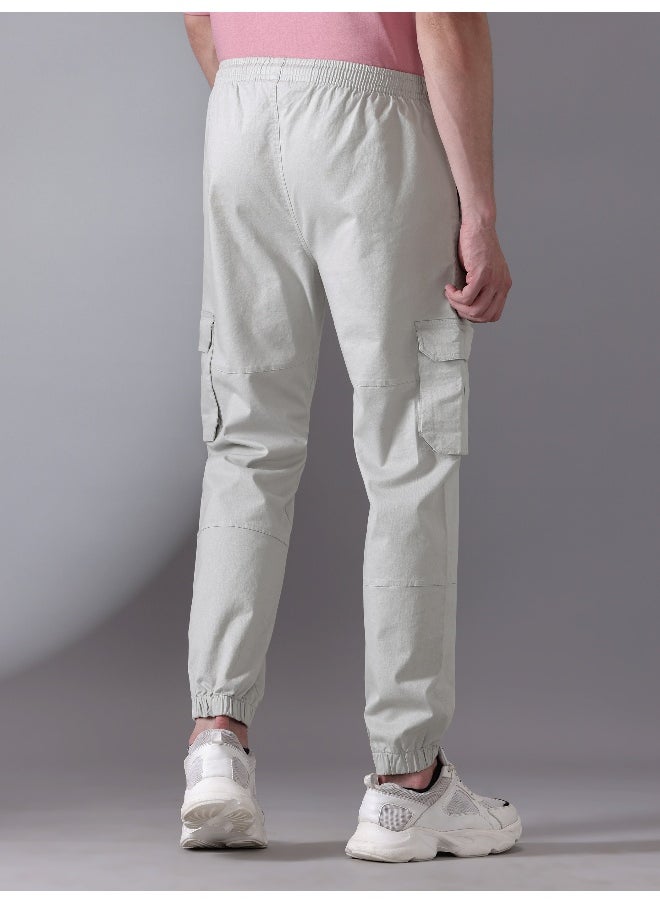 Beyoung - Pale Grey Heavy Gauge Cargo Joggers - Image 1