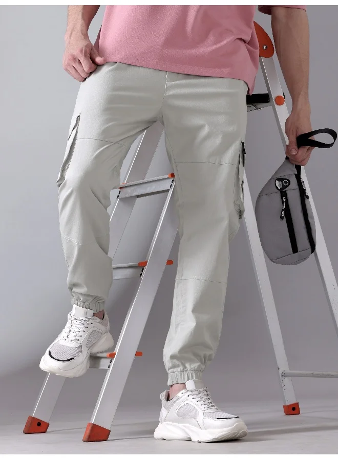 Beyoung Pale Grey Heavy Gauge Cargo Joggers