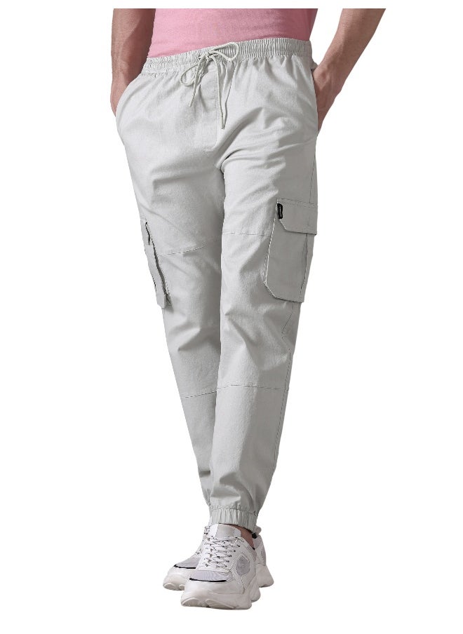 Beyoung - Pale Grey Heavy Gauge Cargo Joggers - Image 1