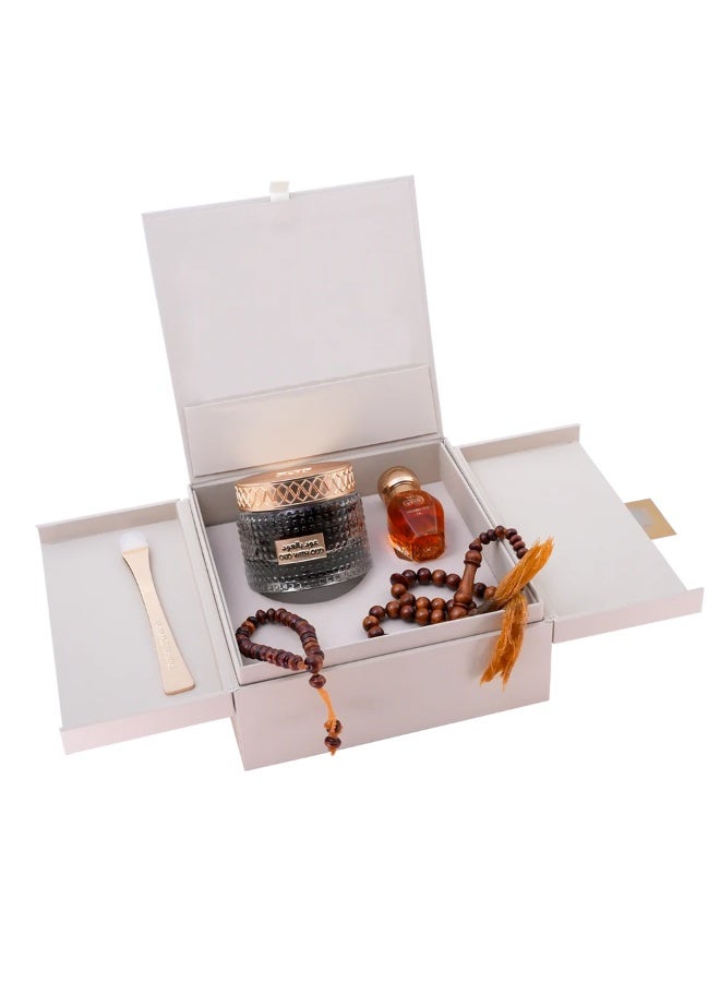 Taif Al Emarat Oud Occasion Box – Mother's Day Gift Set with Oud Chips, Oud Oil, Tasbih & Bracelet - Image 1