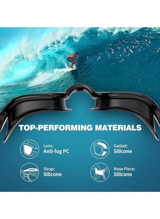 Professional Swimming Kits Swim Cap UV Protection & Anti-fog Swim Goggles Quick-Dry Swim Trunks with Earplugs Nose Clip Protection Case for Adults (Black)