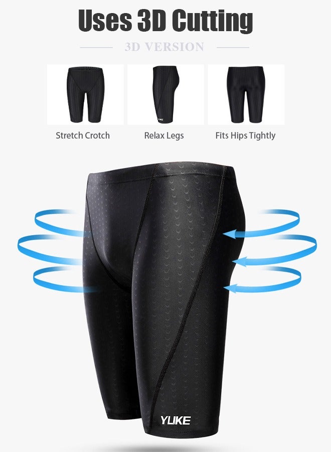 Professional Swimming Kits Swim Cap UV Protection & Anti-fog Swim Goggles Quick-Dry Swim Trunks with Earplugs Nose Clip Protection Case for Adults (Black)