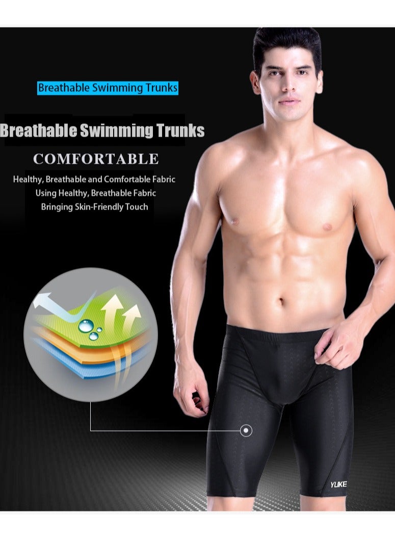 Professional Swimming Kits Swim Cap UV Protection & Anti-fog Swim Goggles Quick-Dry Swim Trunks with Earplugs Nose Clip Protection Case for Adults (Black)