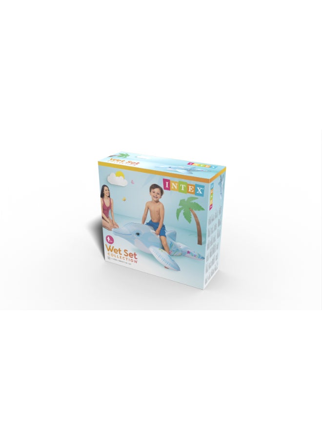 INTEX Realistic Dolphin Ride-On Inflatable - 175 x 66 cm Large Pool Float with Heavy-Duty Handles (Ages 3+), Unisex - Image 3