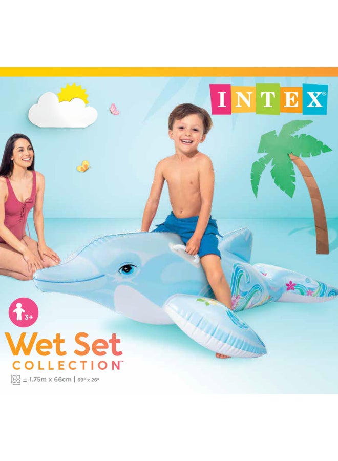 INTEX Realistic Dolphin Ride-On Inflatable - 175 x 66 cm Large Pool Float with Heavy-Duty Handles (Ages 3+), Unisex - Image 4