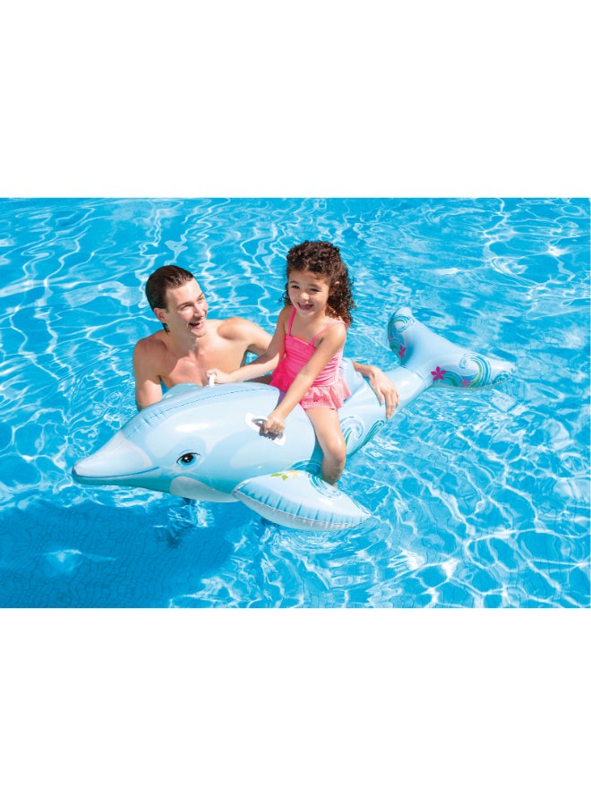 INTEX Realistic Dolphin Ride-On Inflatable - 175 x 66 cm Large Pool Float with Heavy-Duty Handles (Ages 3+), Unisex - Image 5