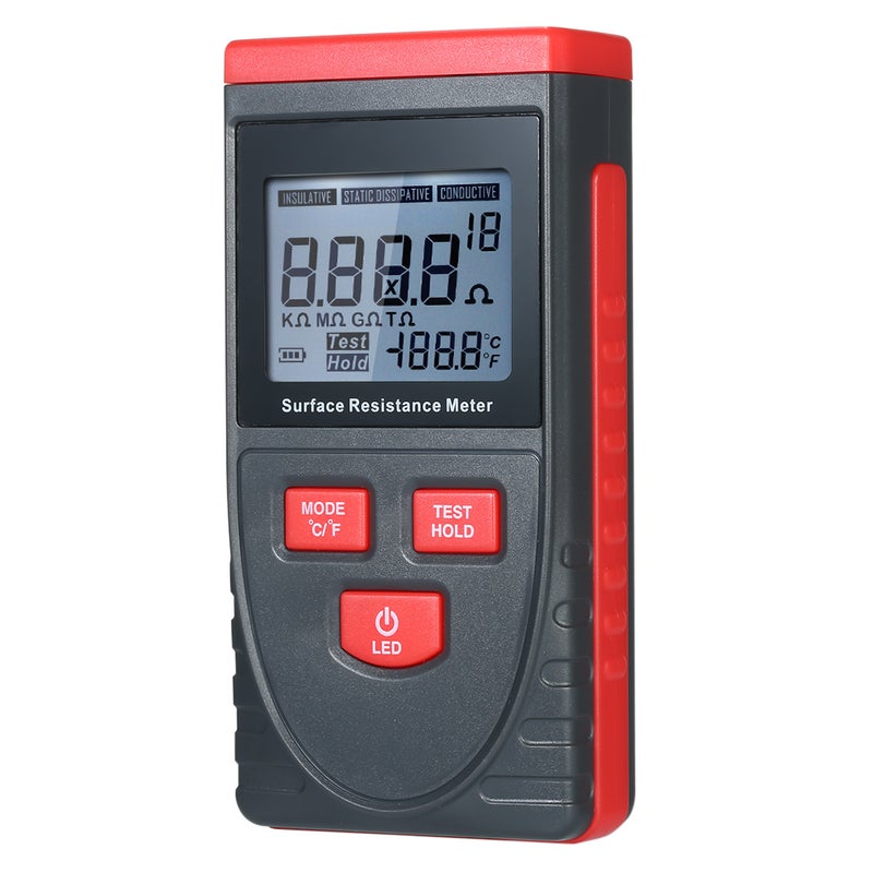 Handheld Surface Resistance Meter Anti-static Insulation Resistance Tester with LCD display Temperature Measurement and Data Holding Function - Image 2