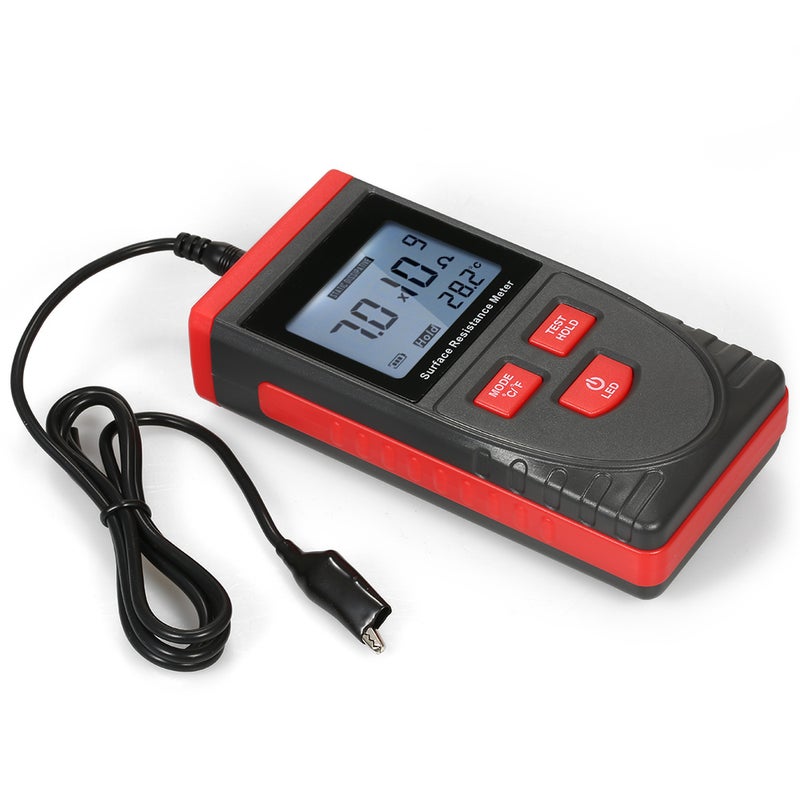 Handheld Surface Resistance Meter Anti-static Insulation Resistance Tester with LCD display Temperature Measurement and Data Holding Function - Image 4