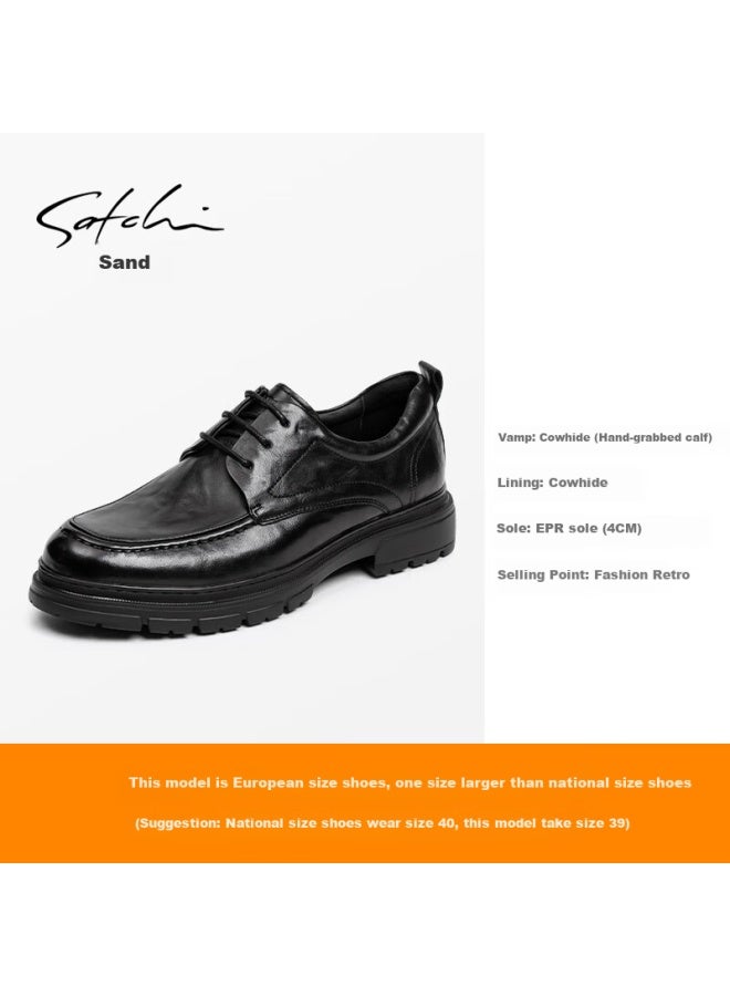 Satchi Men's Thick-soled Leather Derby Shoes 212482235z Black 42 - Image 1
