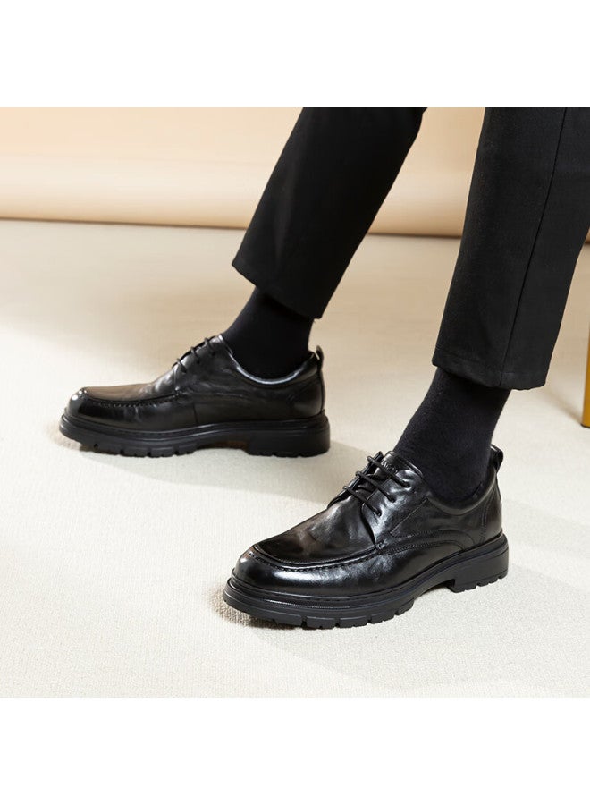 Satchi Men's Thick-soled Leather Derby Shoes 212482235z Black 42 - Image 4