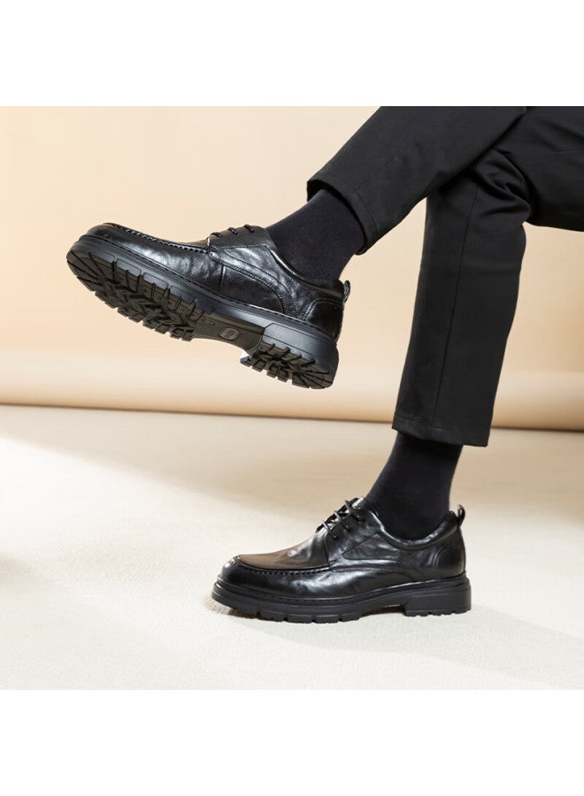 Satchi Men's Thick-soled Leather Derby Shoes 212482235z Black 42 - Image 3