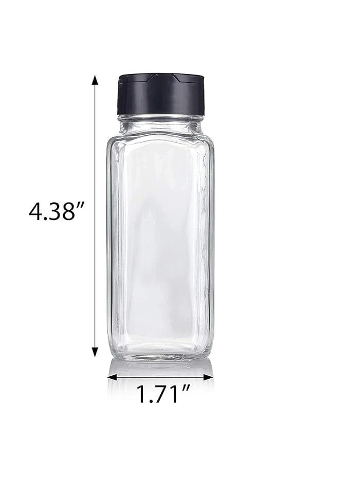 Generic - Square Glass Spice Jar with Black Sifter Two Sided Sifter Cap, Masala Jar Spice Container, 120ml, Set of 4 - Image 1