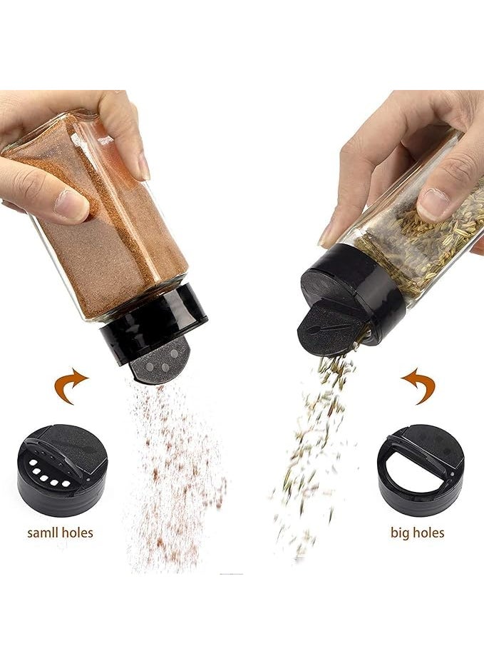 Generic - Square Glass Spice Jar with Black Sifter Two Sided Sifter Cap, Masala Jar Spice Container, 120ml, Set of 4 - Image 1