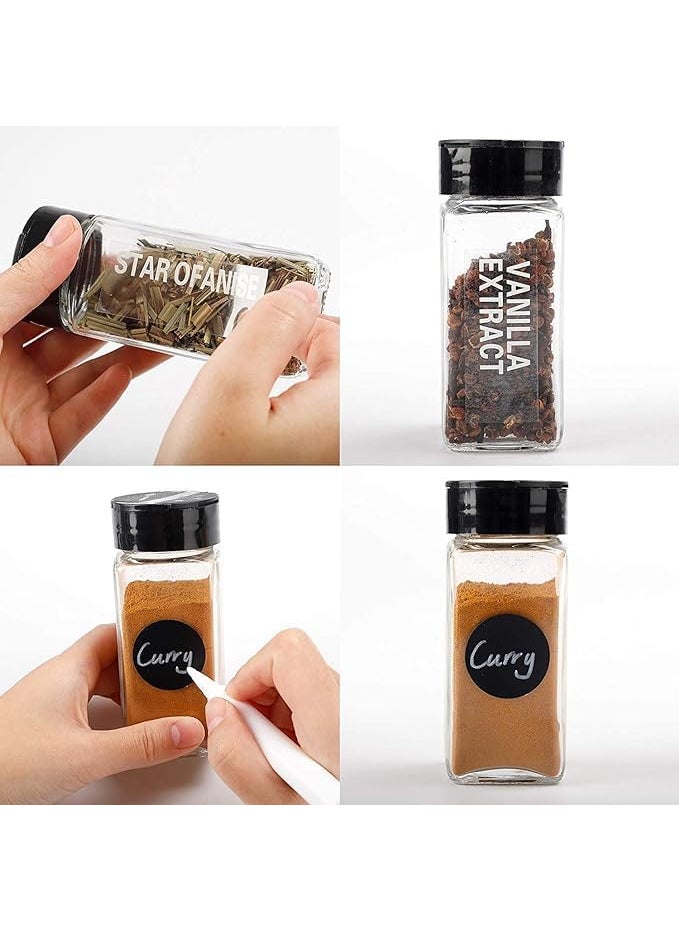 Generic - Square Glass Spice Jar with Black Sifter Two Sided Sifter Cap, Masala Jar Spice Container, 120ml, Set of 4 - Image 1