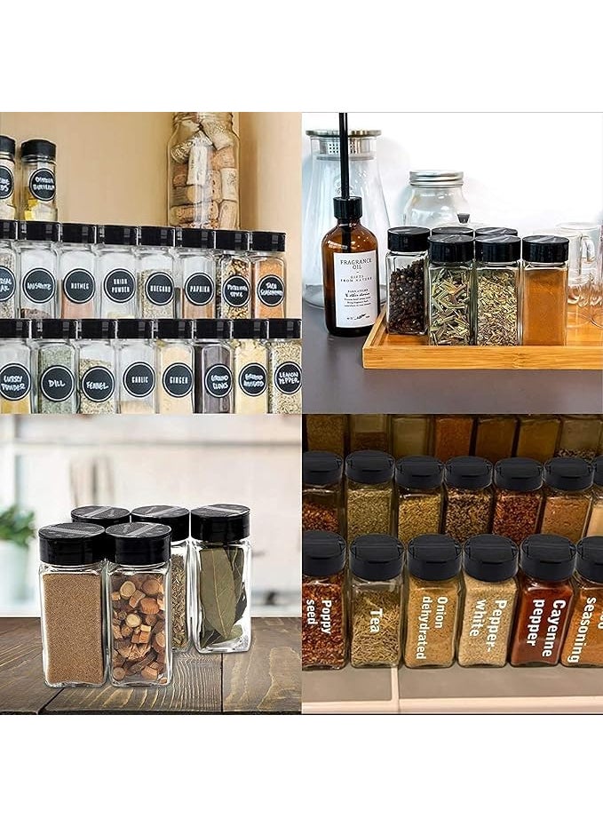Generic - Square Glass Spice Jar with Black Sifter Two Sided Sifter Cap, Masala Jar Spice Container, 120ml, Set of 4 - Image 1