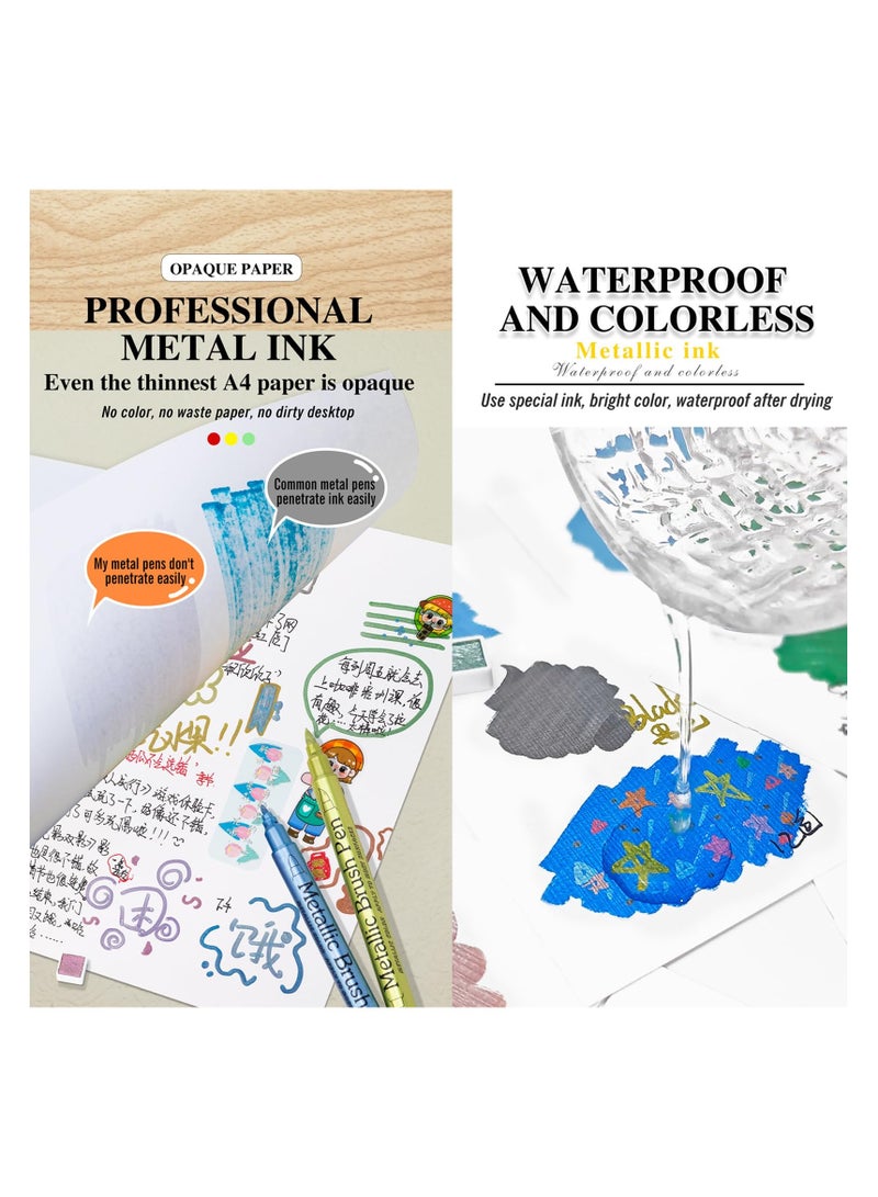 12 Colors Dual Tip Acrylic Paint Markers, Metal Color Acrylic Paint Pens for Rock Painting, Canvas, Wood, Ceramic, Glass, Stone, Fabric, DIY Crafts & Art Supplies, Fine and Round Tips, Non-Toxic - Image 3