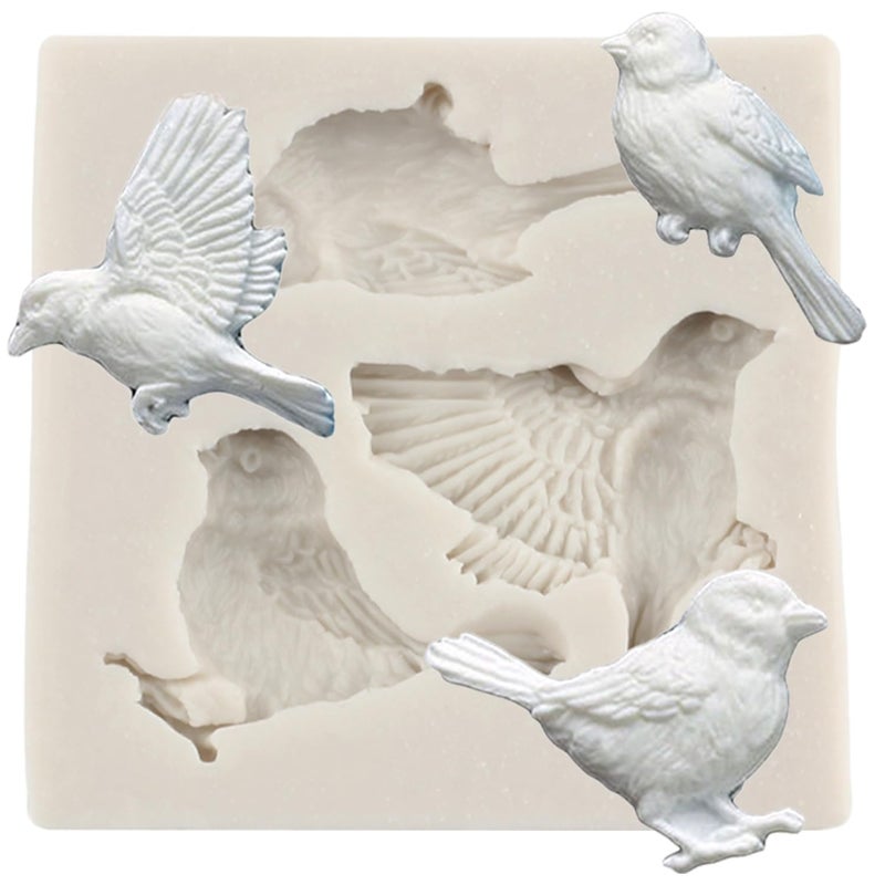 MINFEIDMS 3D Bird Cake Fondant Molds Bird Silicone Mold For Cake Decorating Cupcake Topper Candy Chocolate Gum Paste Polymer Clay