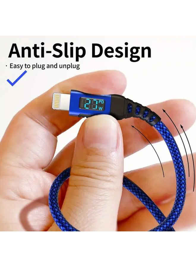 USB C To Lightning Cable 1m Blue LED Display Fast Charging PD 20W Compatible With iPhone - Image 5