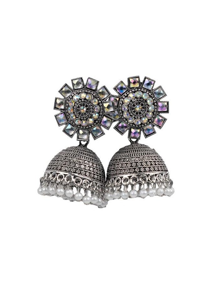 Earrings, White, India