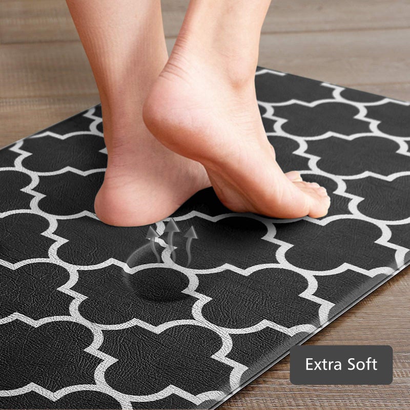 KMAT Kitchen Mat [2 PCS] Cushioned Anti-Fatigue Floor Mat, Waterproof Kitchen Mats and Rugs Heavy Duty PVC Ergonomic Comfort Standing Foam Mat for Kitchen, Floor Home, Office, Sink, Laundry,Black - Image 5
