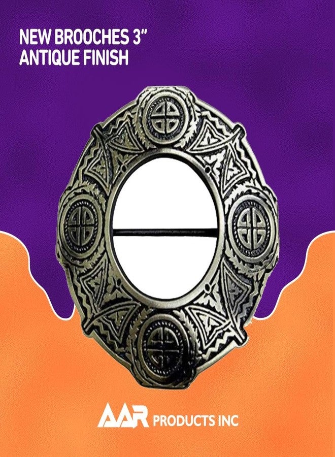 AAR Celtic Knot Antique Finish Fly Plaid Piper Brooch for 3" Diameter Kilt - Image 2